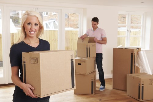 Removal van and moving boxes for an Oakleigh Park home move