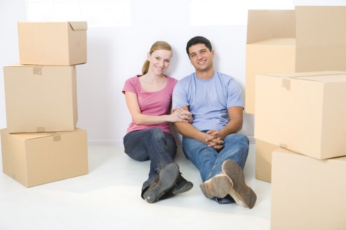 Packing materials and fragile household items prepared for a move