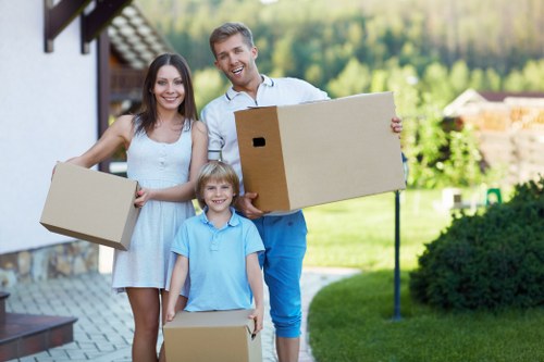 Careful loading of office equipment for a business relocation
