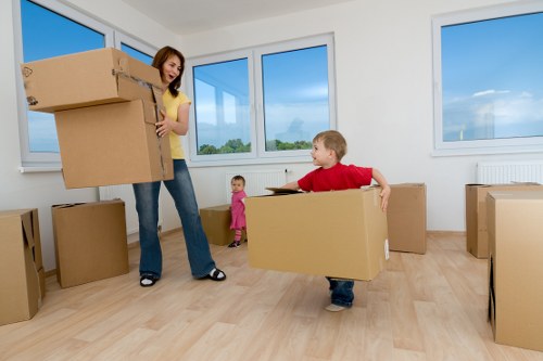 Packed household items ready for removals in Oakleigh Park